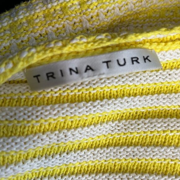 Trina Turk Ashbridge Yellow White Stripe Knit Cardigan XS Small - Picture 9 of 12